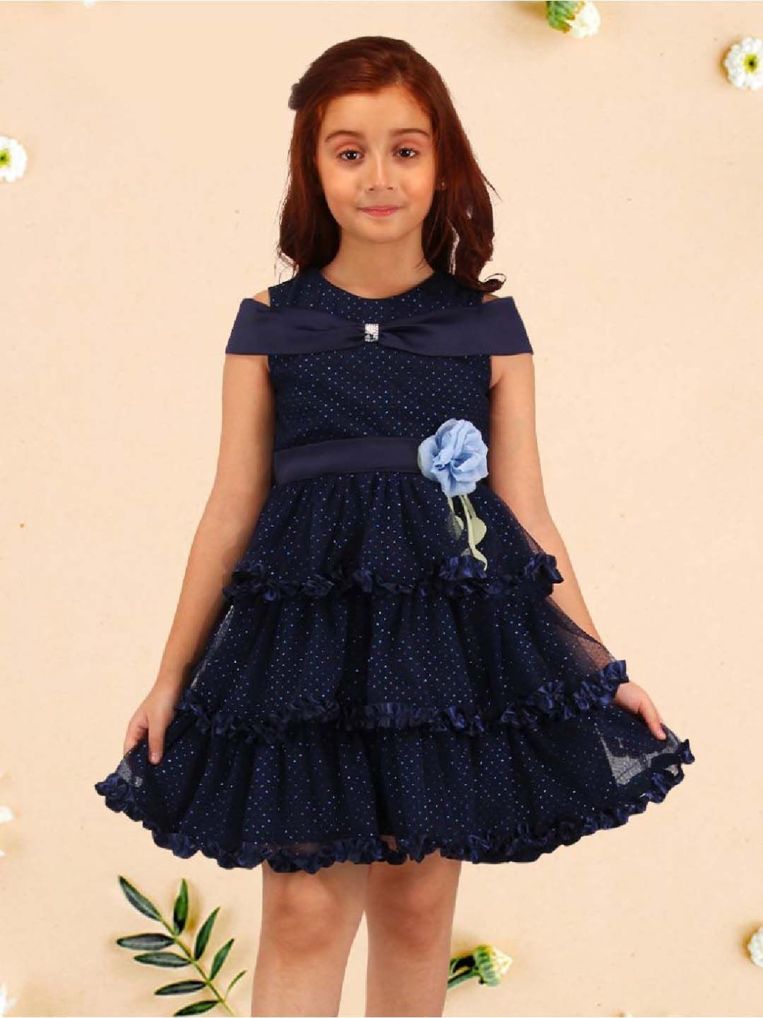 Cutecumber Girls Navy Embellished Party Dresses