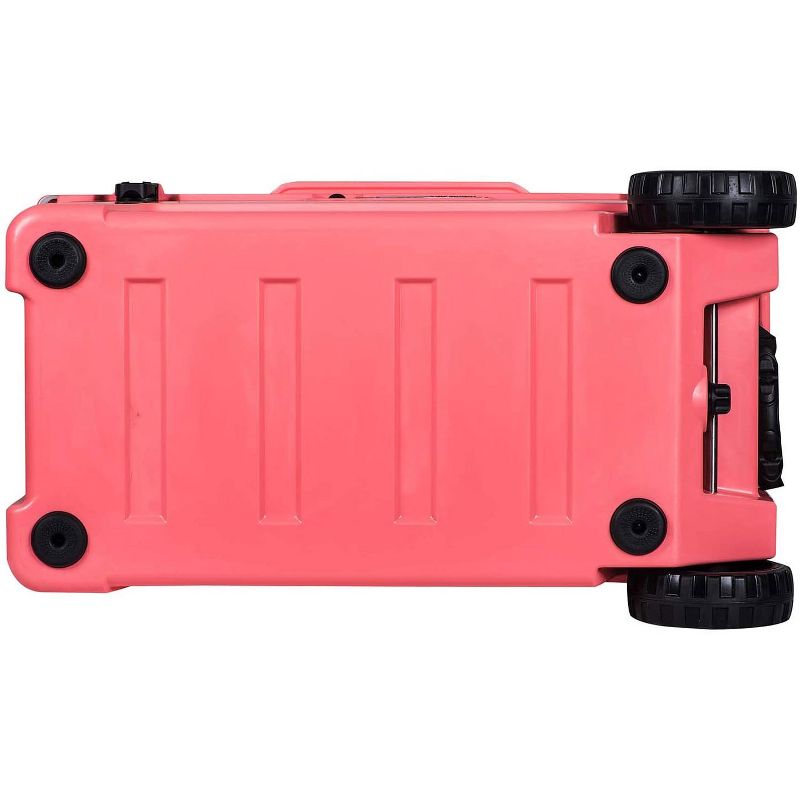 Driftsun Heavy Duty Rotomolded Thermoplastic UV Resistant Portable Rolling 70 Quart Insulated Hardside Ice Chest Beverage Cooler, Coral