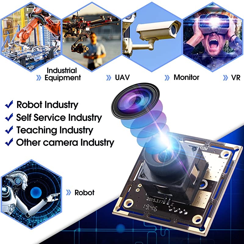 Webam 5 Megapixel USB Camera Module with 100 Degree Lens HD 2592X1944 USB Webcamera with CMOS OV5640 Sensor USB with Camera,Mini Webcam for Windows Mac Andriod Linux,Plug&Play