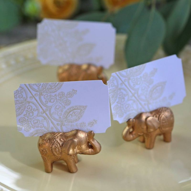 12ct Lucky Golden Elephant Place Card Holders - Gold