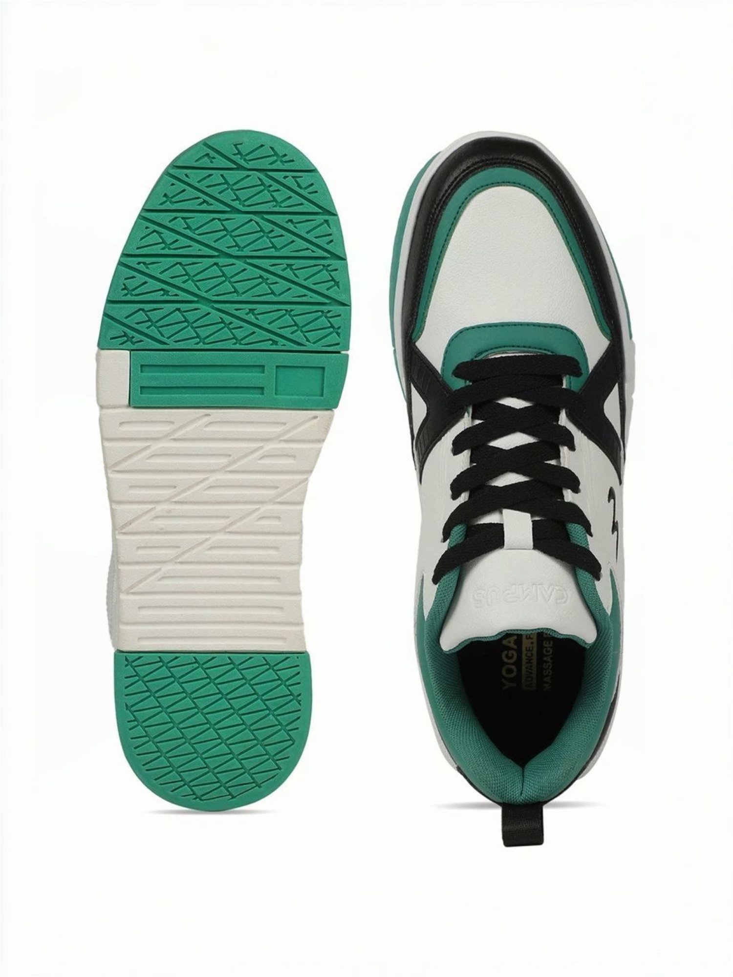 Campus Men's White & Green Casual Sneakers