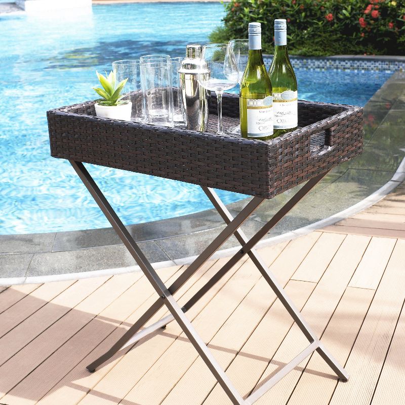 Slat Top Serving Cart - Gray - Apollo Outdoor