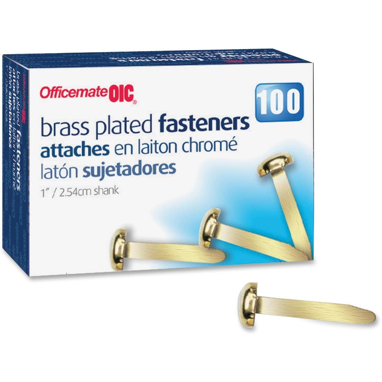 Officemate Brass Plated Round Head Fasteners
