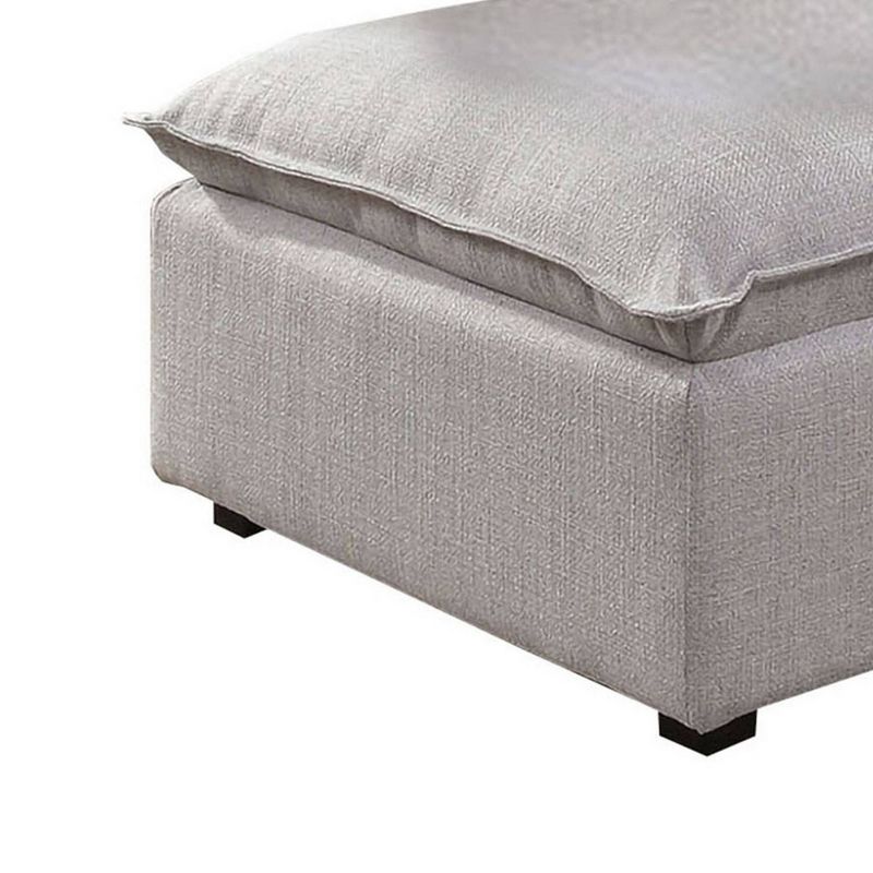Fabric Upholstered Ottoman with Pillow Top Seat and Welt Trim Gray - Benzara
