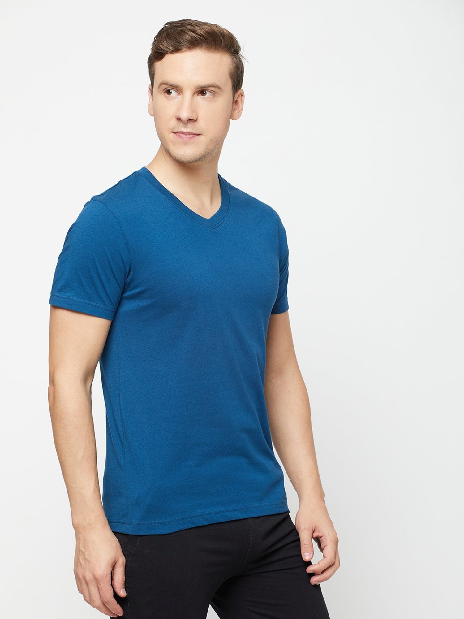 Sporto Mid Navy Regular Fit T-Shirt