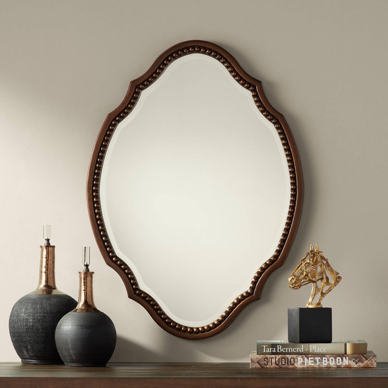 Noble Park Arabela Bronze Beaded 25 3/4" x 35 1/2" Oval Cut Mirror