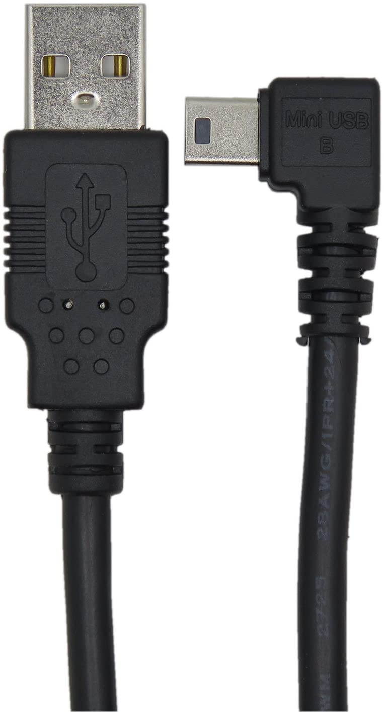 CABLEDECONN 6FT Mini USB B Type 5pin Male Left Angled 90 Degree to USB 2.0 Male Data Car GPS Devices Cable