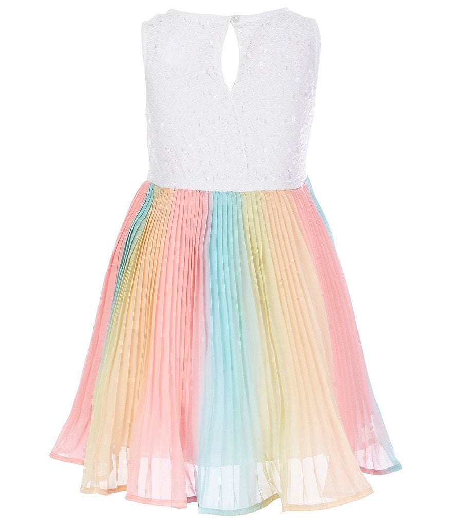 Rare Editions Little Girls 2T-6X Denim Vest & Lace/Ombre Fit-And-Flare Dress Set