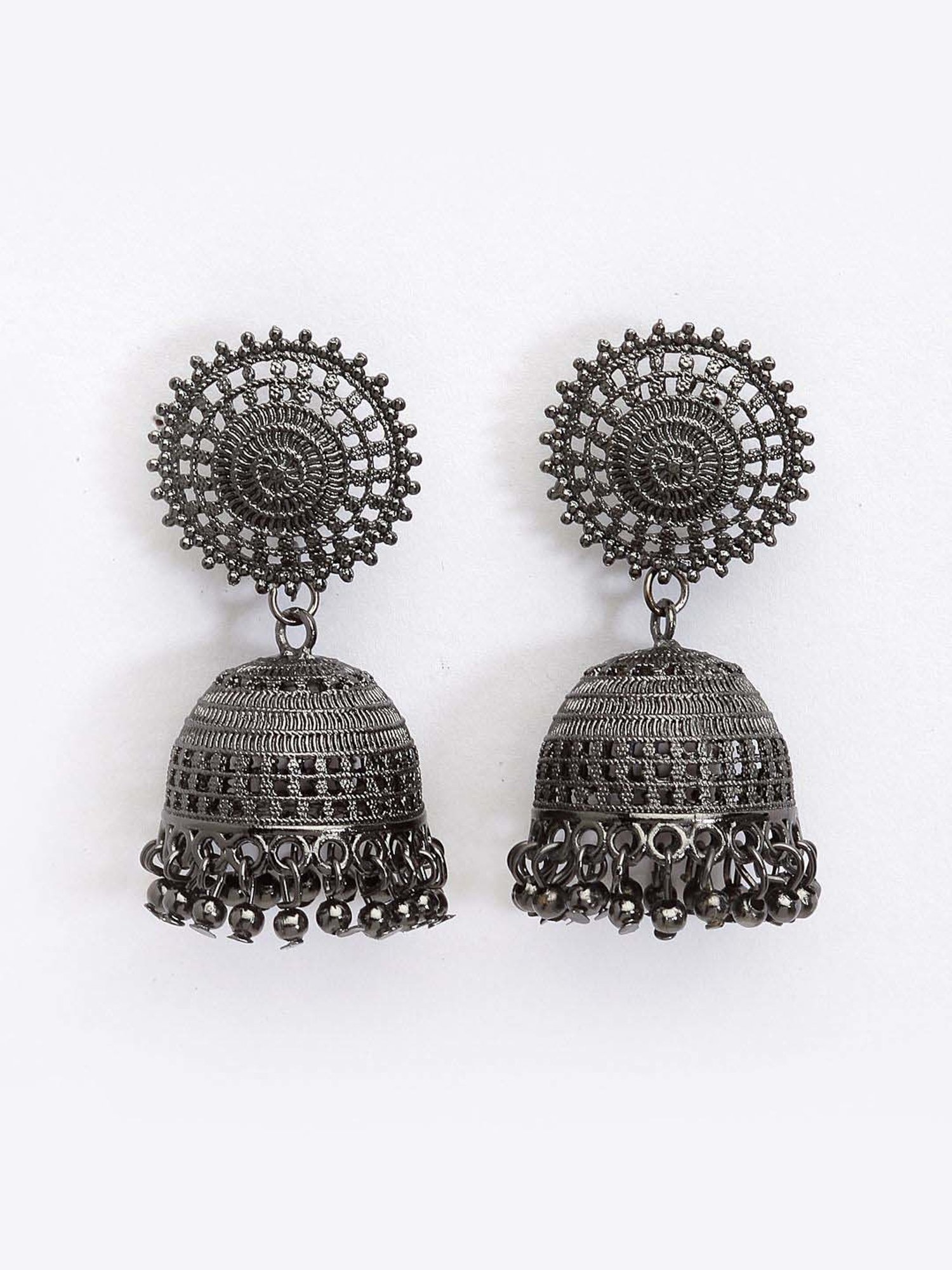 Panash Black Oxidized Dome Shaped Jhumki Earrings