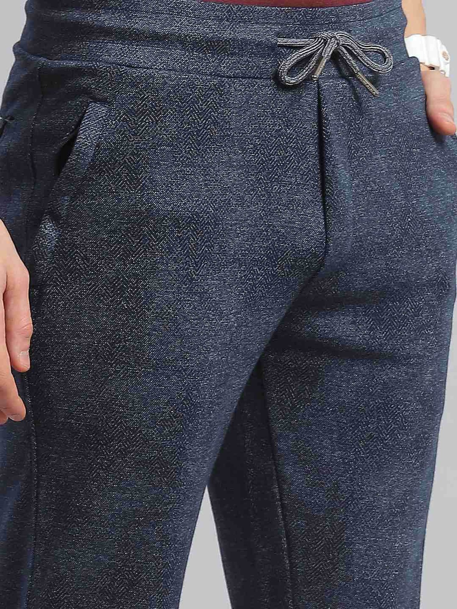 Monte Carlo Navy Regular Fit Printed Trackpants