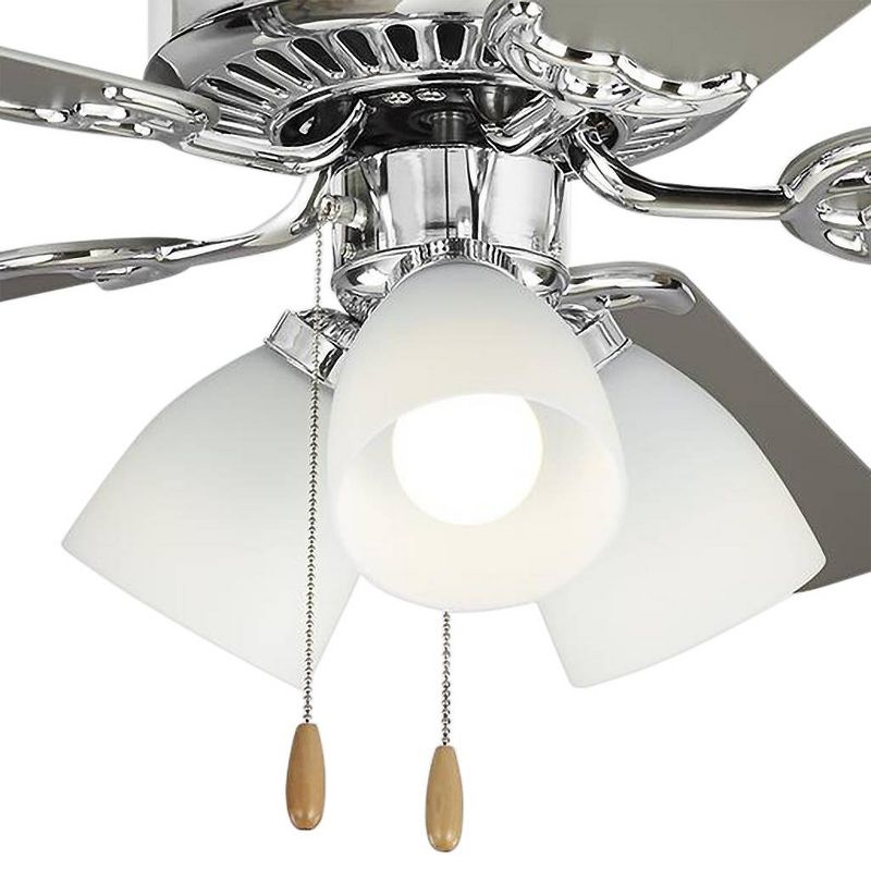 52" Monte Carlo Haven LED 3 Chrome 3-Light Pull Chain Ceiling Fan