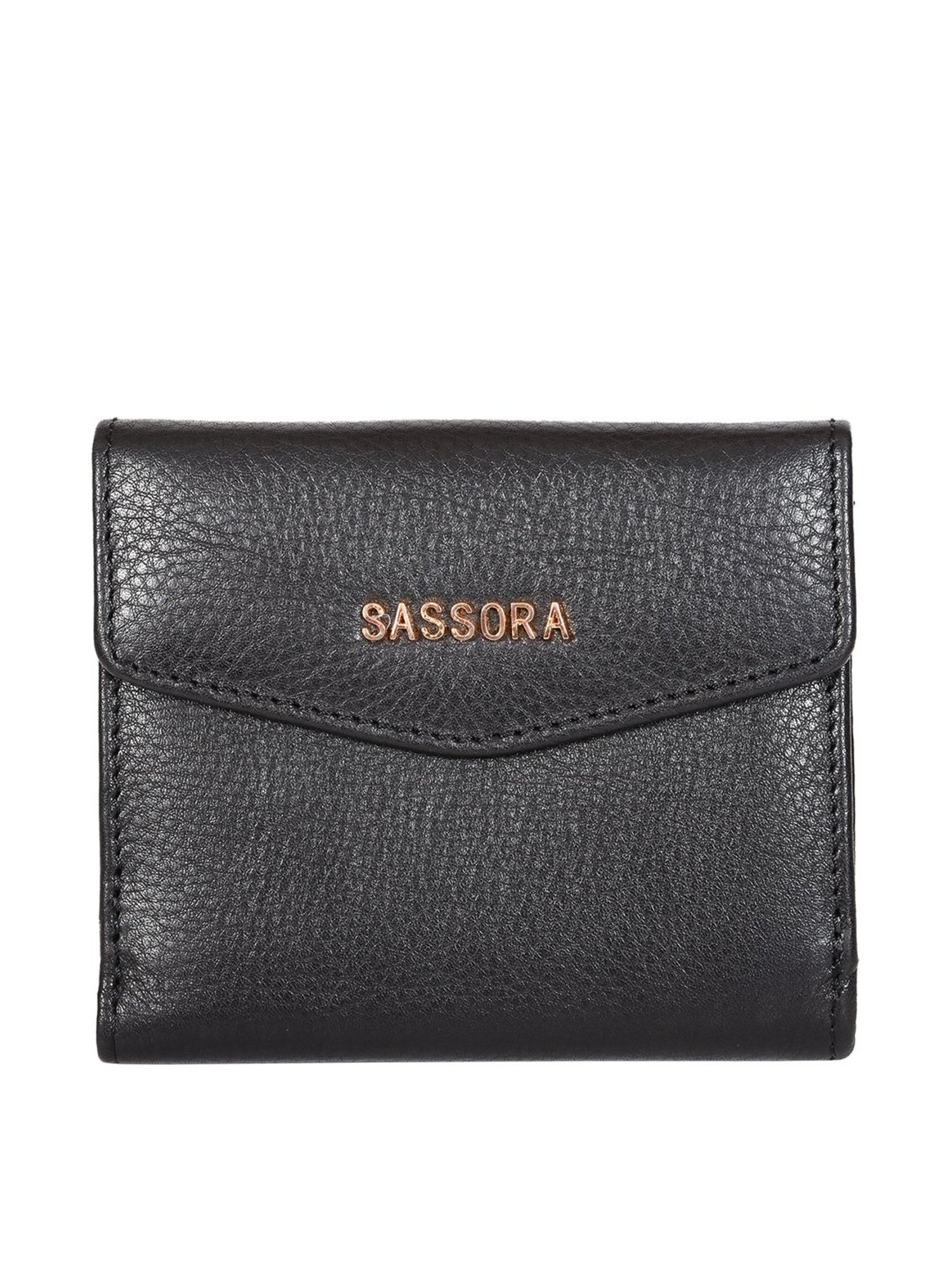 SASSORA Black Solid Rfid Bi-Fold Wallet for Women