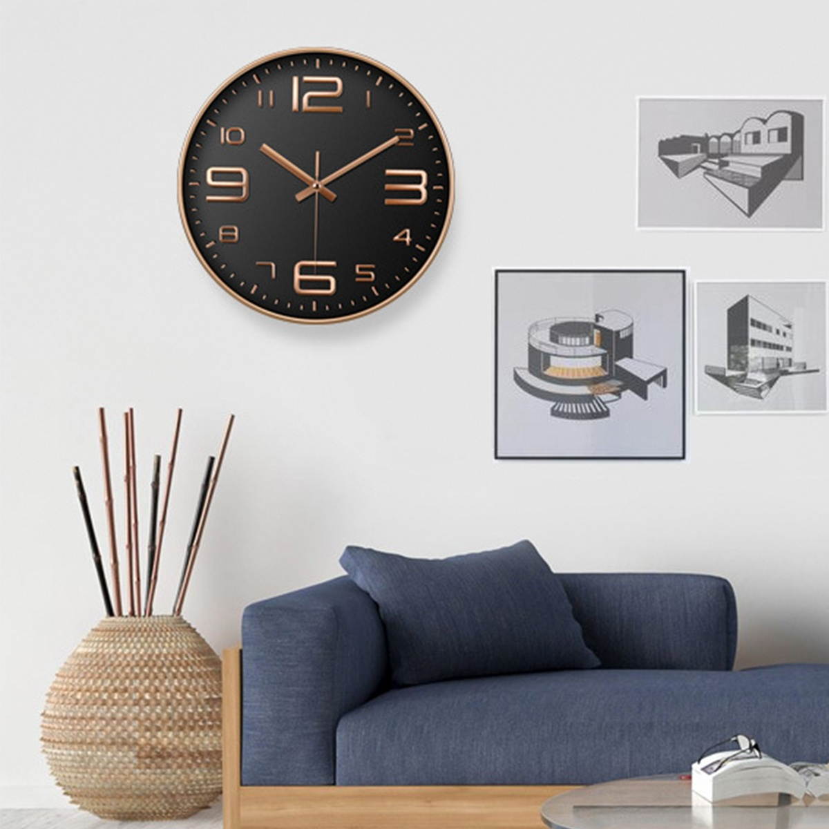 12inch/30cm Black/Golden Wall Clock Silent ABS Wall Clocks-A4