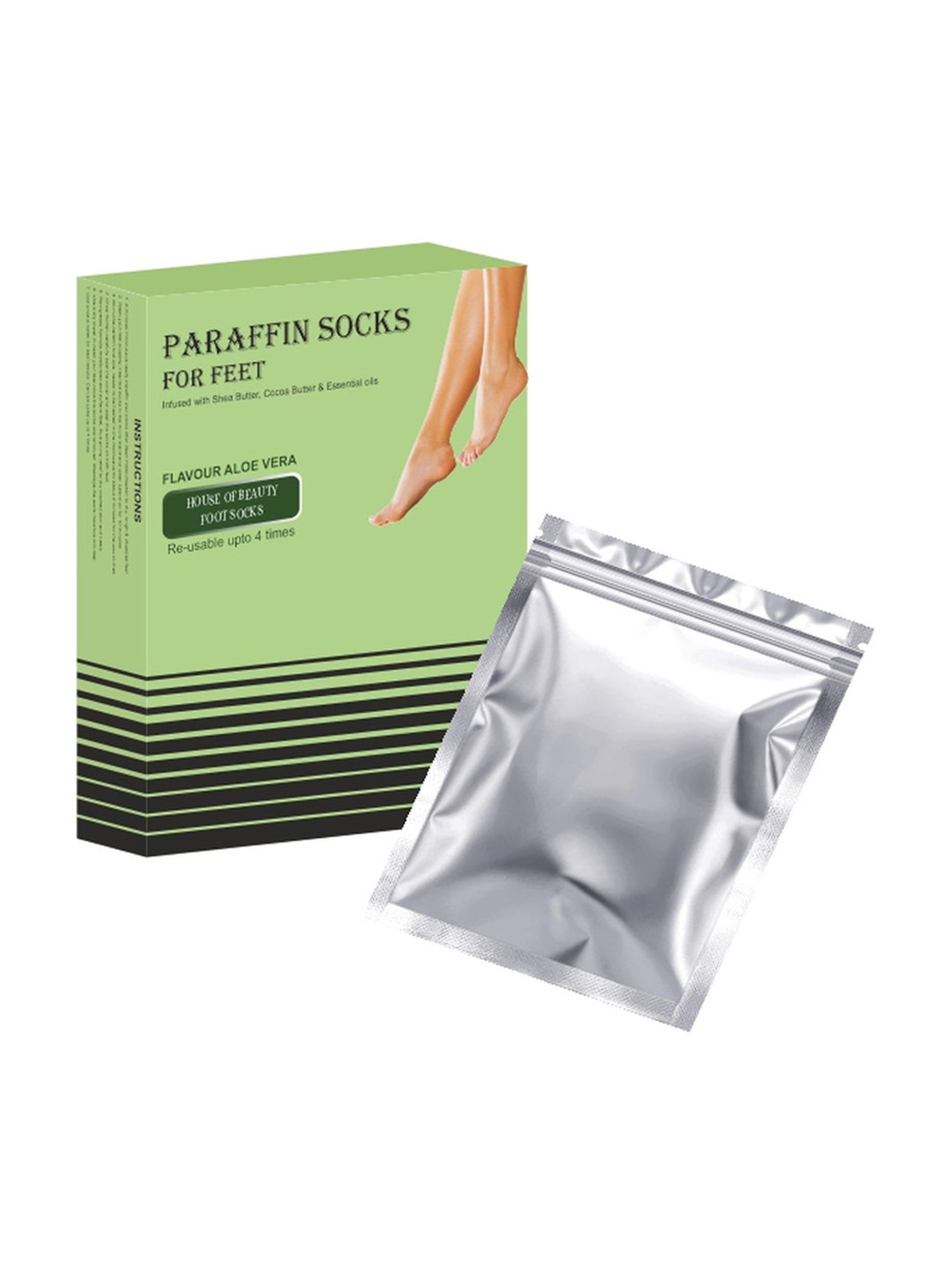 House of Beauty 4 Times Reusable Aloe Vera Paraffin Foot Socks - 1 Pair - 235 gm