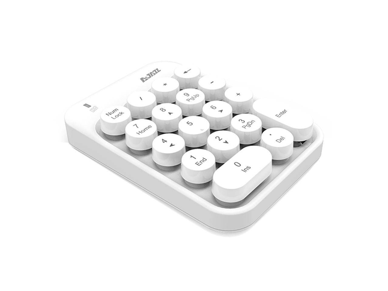 Ajazz AK18 2.4G Wireless Numeric Keypad 18-Key Retro Typewriter Round Keycap - White
