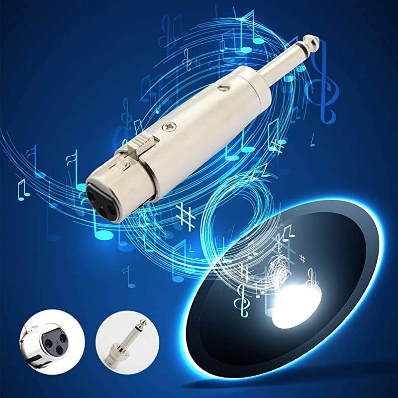 XLR 3 pin Female to 14 TS Adapter 635mm Mono Plug to XLR Female Audio Adapter Gender Changer Connector Silver 1 Pack