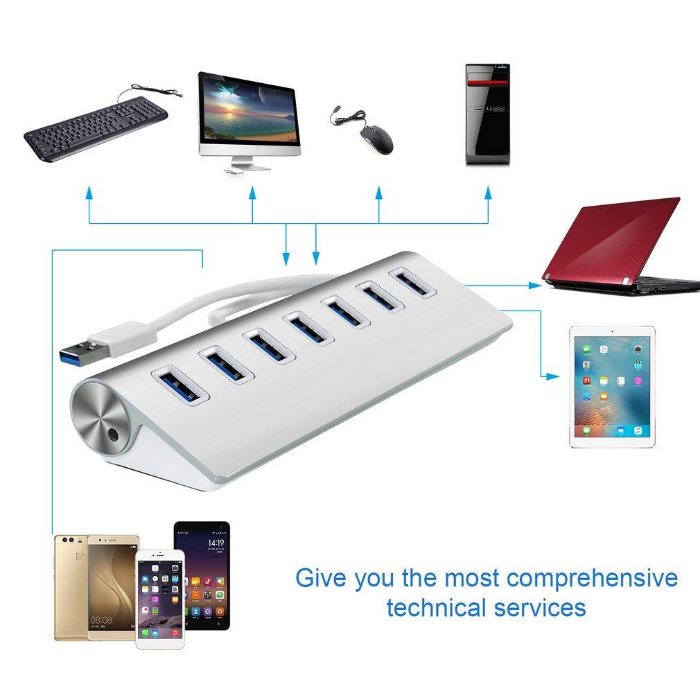 7 Ports USB 3.0 HUB Card Reader Connector Supports Hot Swap Extender Splitter