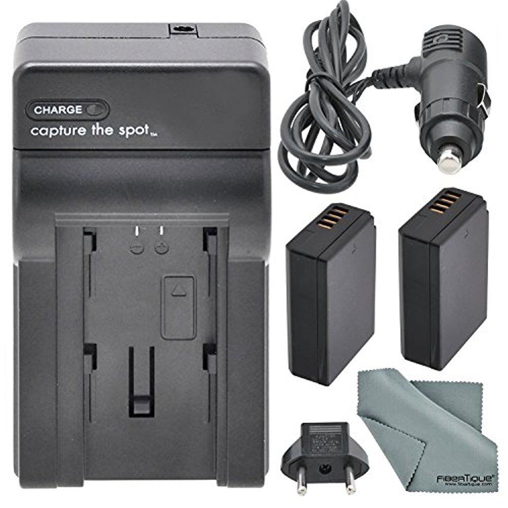 worldwide AC/DC Travel Charger 110-220v for Canon LP-E10 and Accessory Bundle w/ 2x LP-E10 Replacement Battery + Fibertique Cleaning Cloth