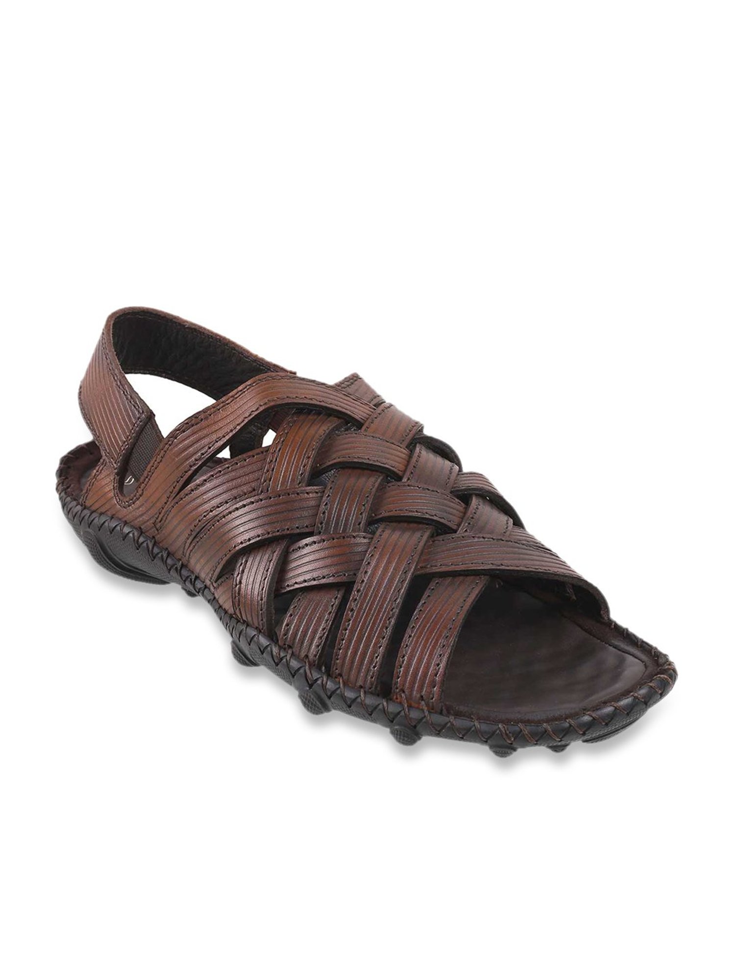 Da Vinchi by Metro Men's Brown Cross Strap Sandals