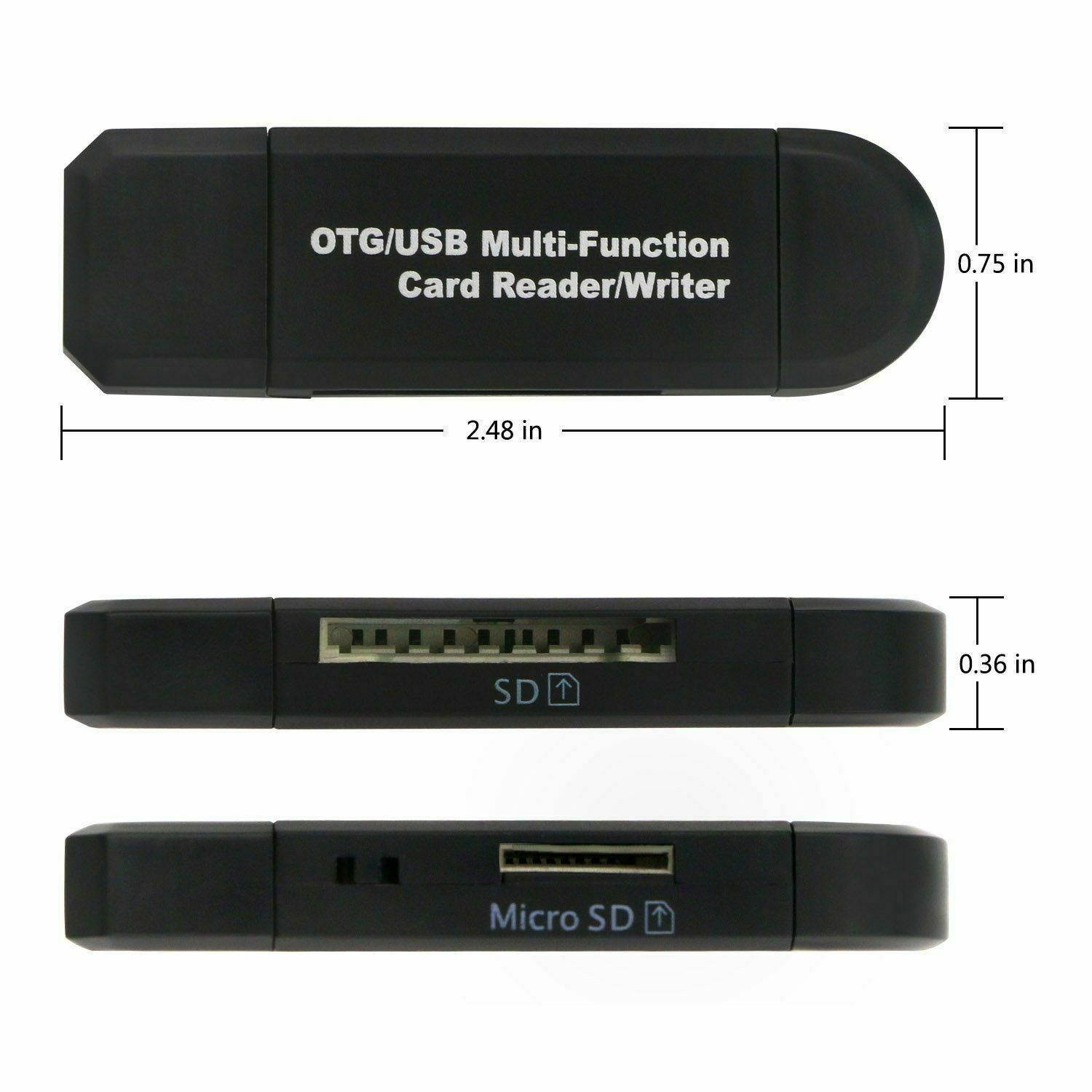 Micro USB OTG to USB 2.0 Adapter SD/Micro SD Card Reader With Standard USB Male