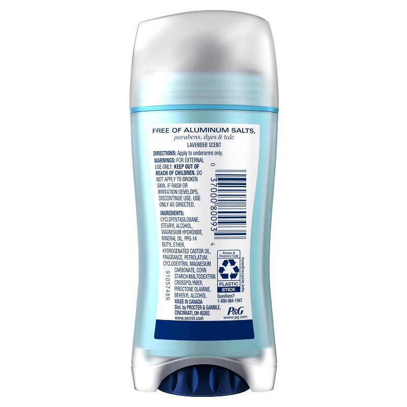 Secret Aluminum Free Deodorant Lavender - 2.4oz