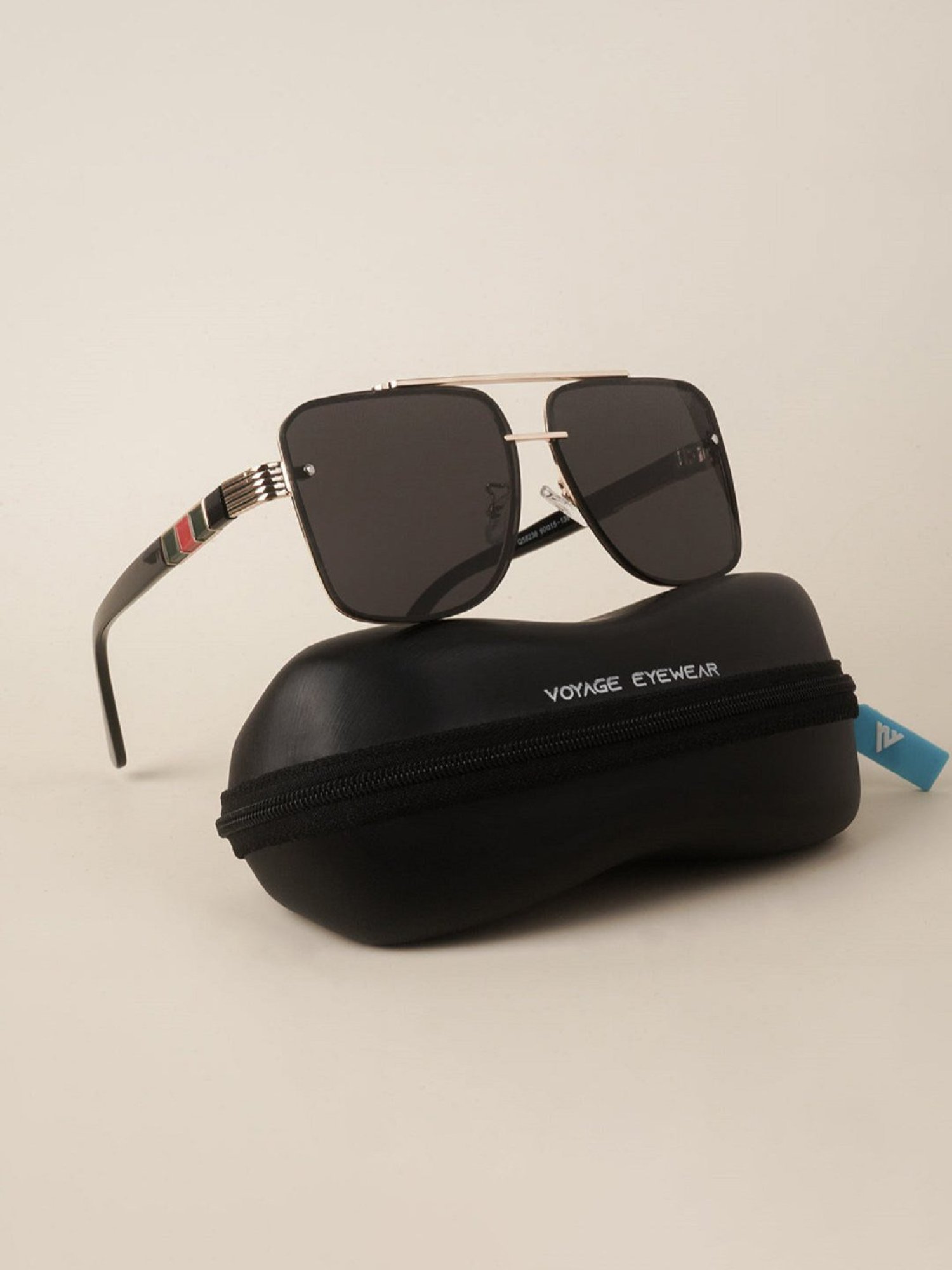 Voyage Black Wayfarer UV Protection Unisex Sunglasses