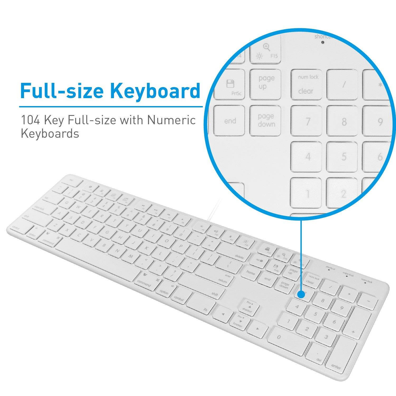 Macally Ultra-Slim USB Wired Keyboard for Apple Mac Pro, MacBook Pro/Air, iMac, Mac Mini, Laptop, Windows PC (SLIMKEYPRO)