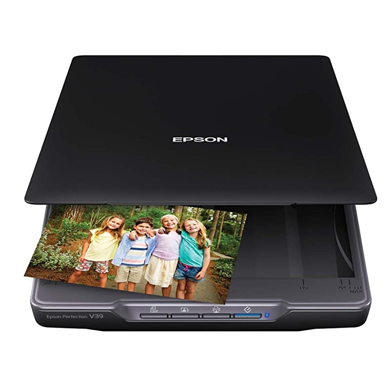 Perfection V39 Color Photo & Document Scanner with Scan-To-Cloud & 4800 Optical Resolution, Black