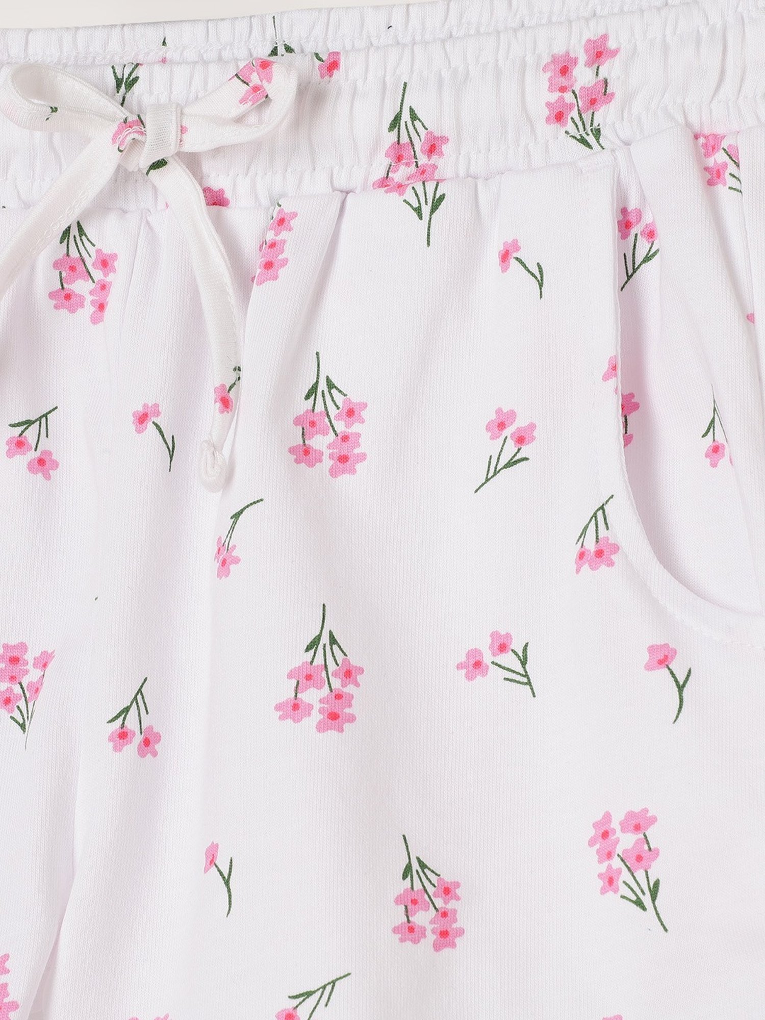 Fame Forever by Lifestyle Kids White & Pink Cotton Floral Print Shorts