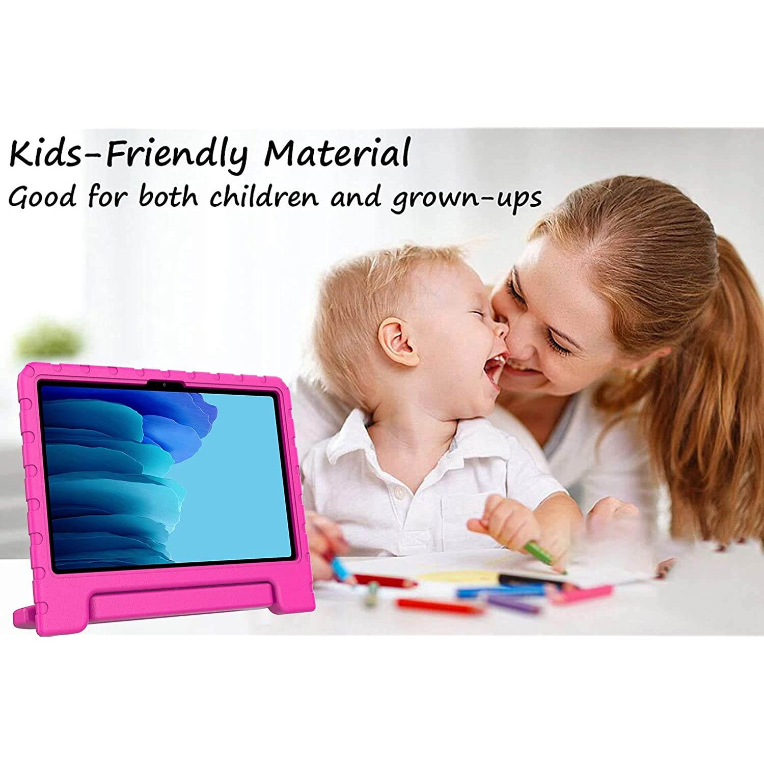 LTROP Kids Case for Samsung Galaxy Tab A7 2020, Samsung Galaxy Tab A7 10.4 Case, Galaxy Tab A7 2020 Case, Shockproof Handle Stand Case for Samsung Tab A7 10.4" 2020 (SM-T500/ T505/ T505N/ T507), Rose