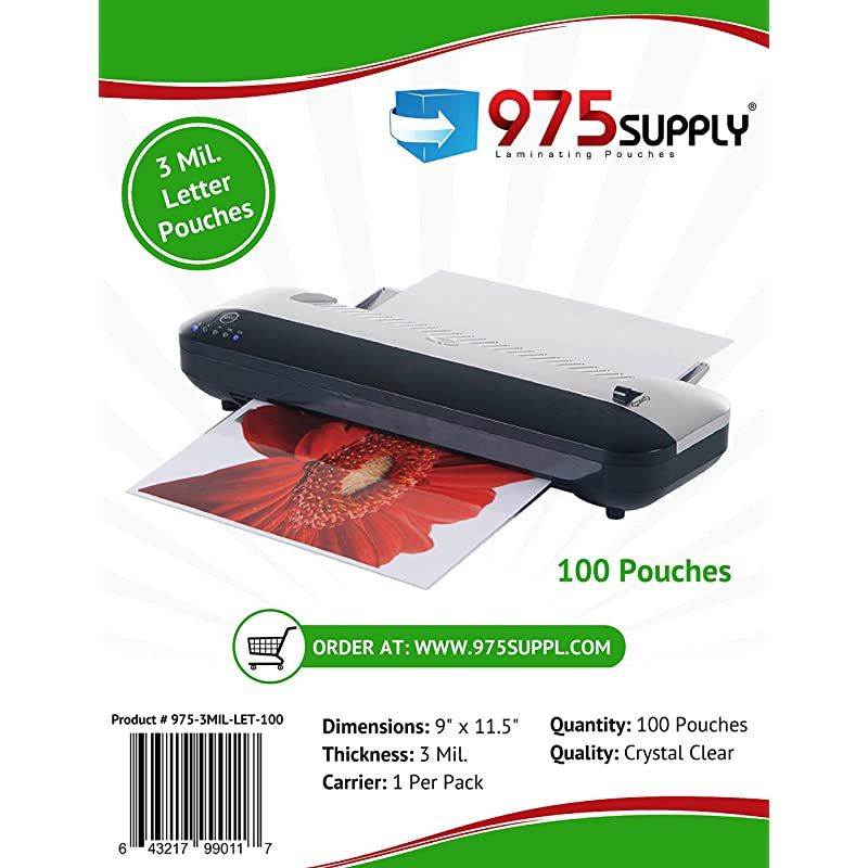 3 Mil Clear Letter Size Thermal Laminating Pouches, 9 X 11.5 inches, 100 Sheets