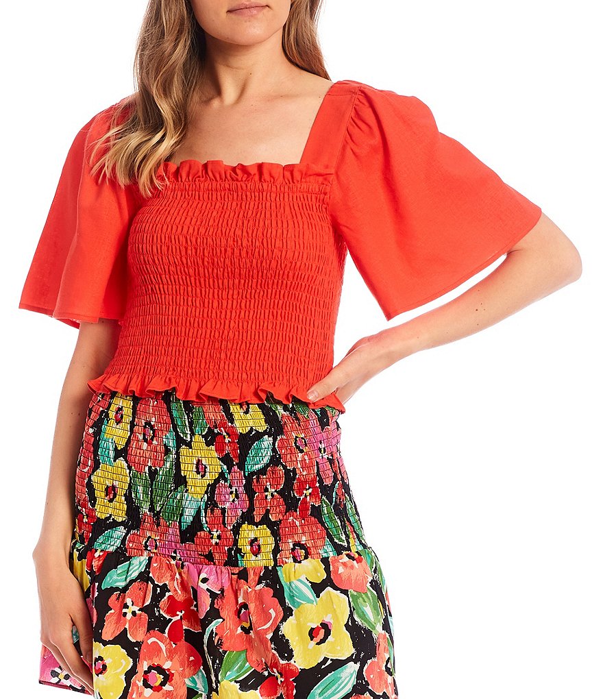 June & Hudson Short Tie Sleeve Knit Tee