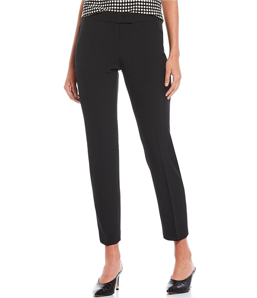Anne Klein Stretch Crepe Slim Straight Leg Ankle Pants