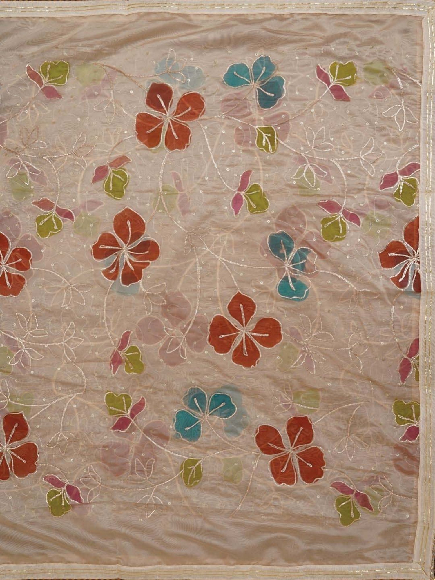 Jaipur Kurti Coral Embroidered Unstitched Dress Material