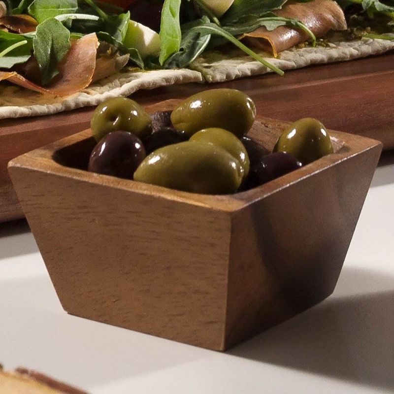 Lipper International Small Acacia Square Pinch Condiment Serving Bowls, Set of 2