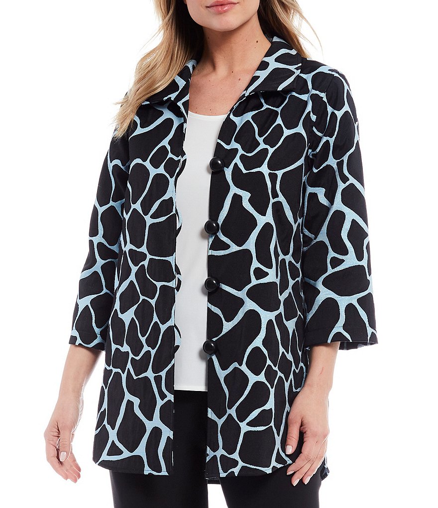 Caroline Rose 3/4 Sleeve Fresh Flirty Shimmer Jacquard Shirt Jacket