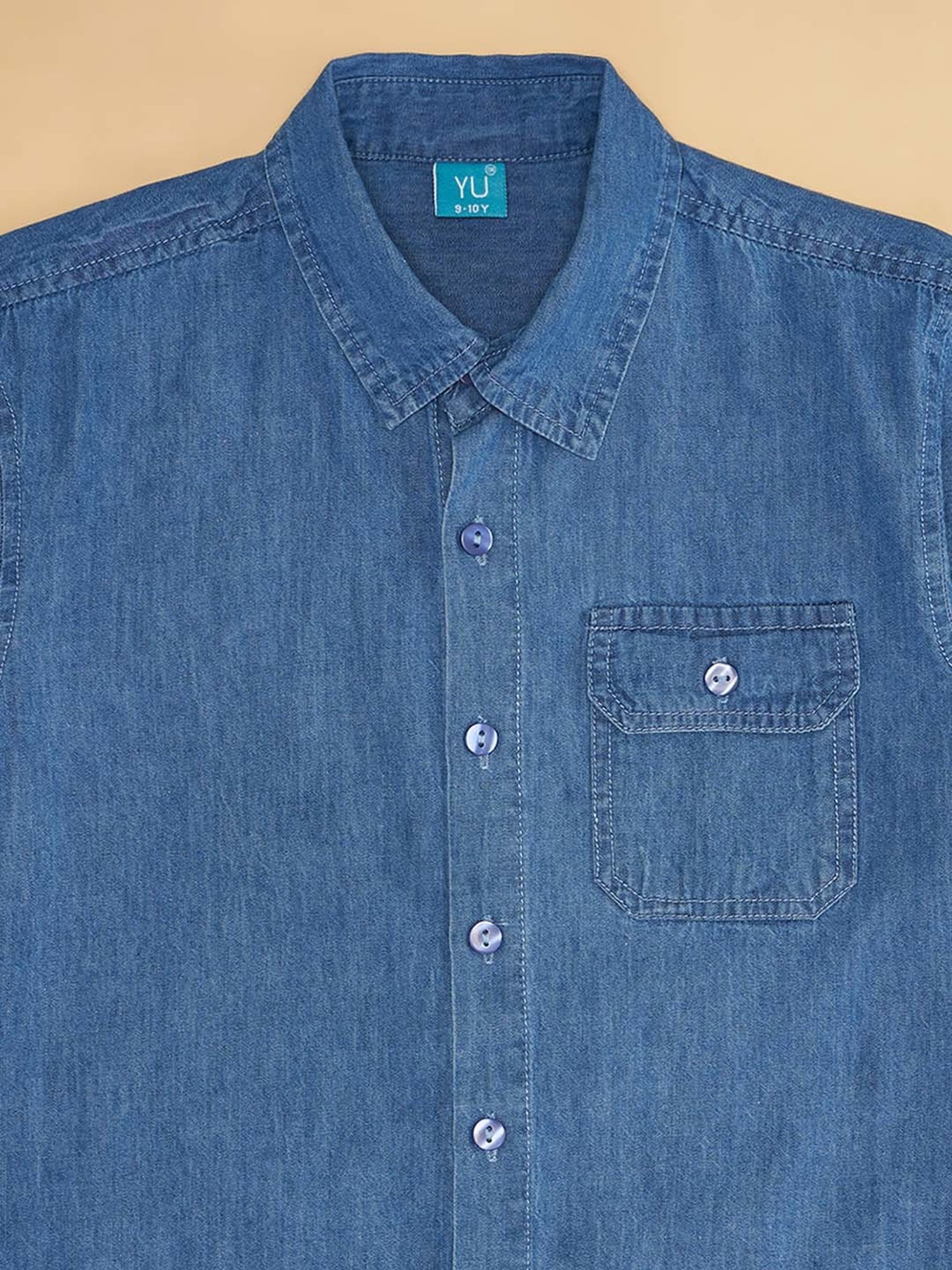 YU by Pantaloons Kids Blue Cotton Cut N Sew Full Sleeves Shirt