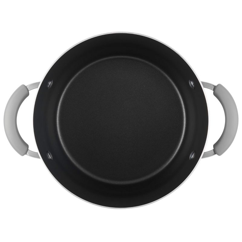 Rachael Ray Classic Brights 6qt Porcelain Enamel Nonstick Stockpot Gray