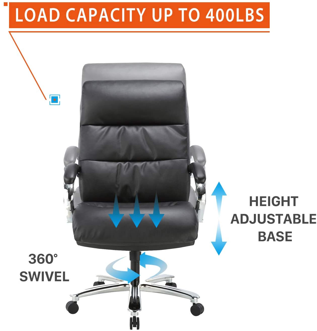 COLAMY YWA2104 Big And Tall Leather Executive Chair