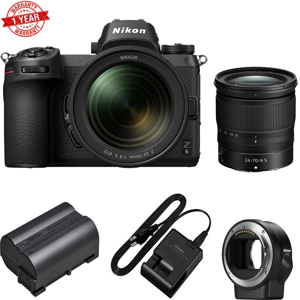 Nikon Z 6 Mirrorless Digital Camera with 24-70mm Lens and FTZ Mount Adapter Kit USA