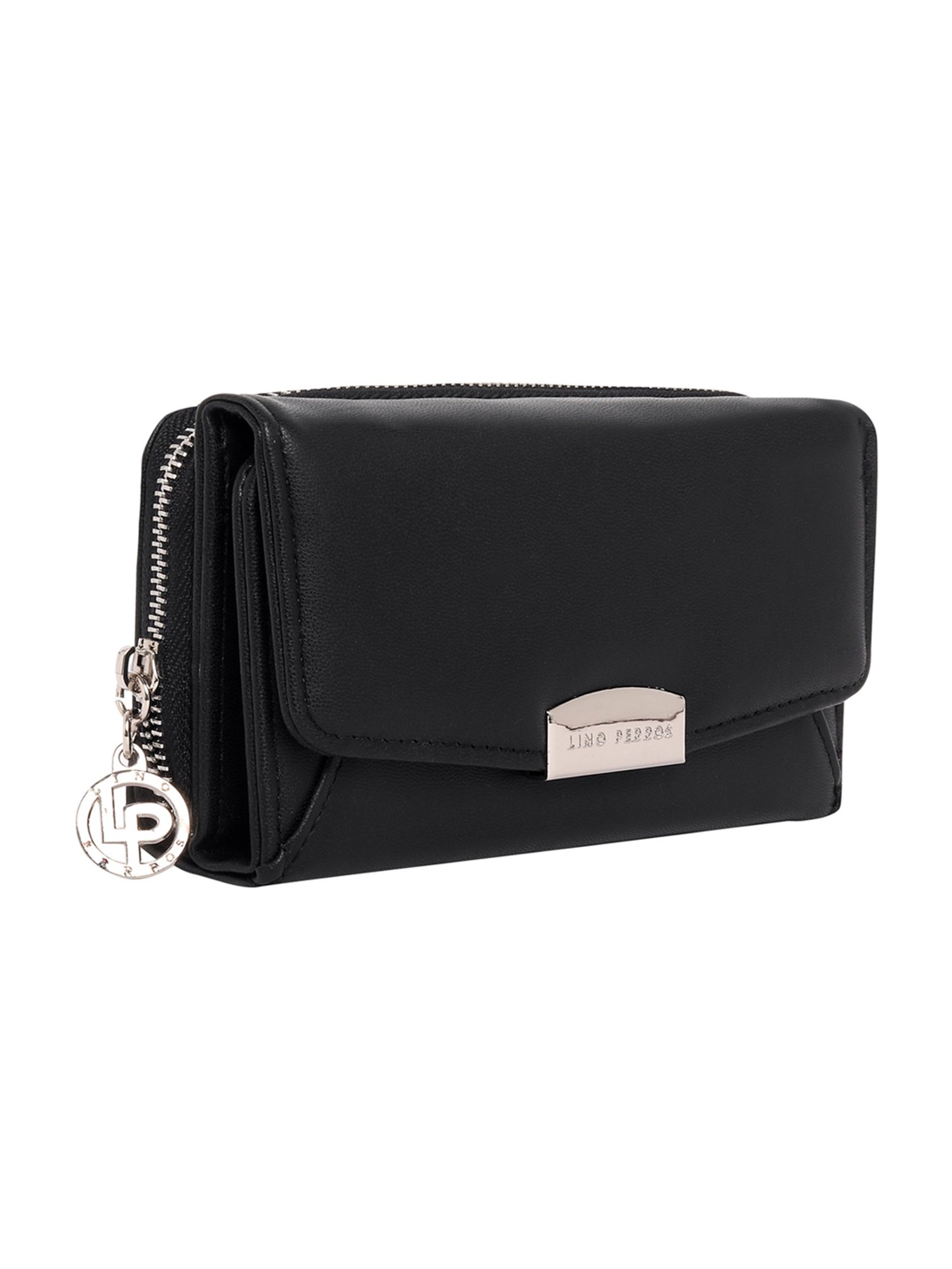 Lino Perros Black Medium Tri-Fold Wallet for Women