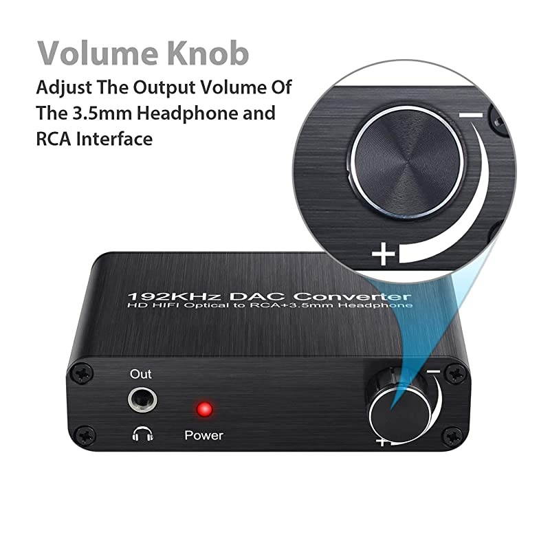 192kHz Digital to Analog Audio Converter Support Dolby DTSAC3 51CH Digital SPDIF Coaxial Toslink to Analog Stereo RCA LR + 35mm Jack Audio Converter