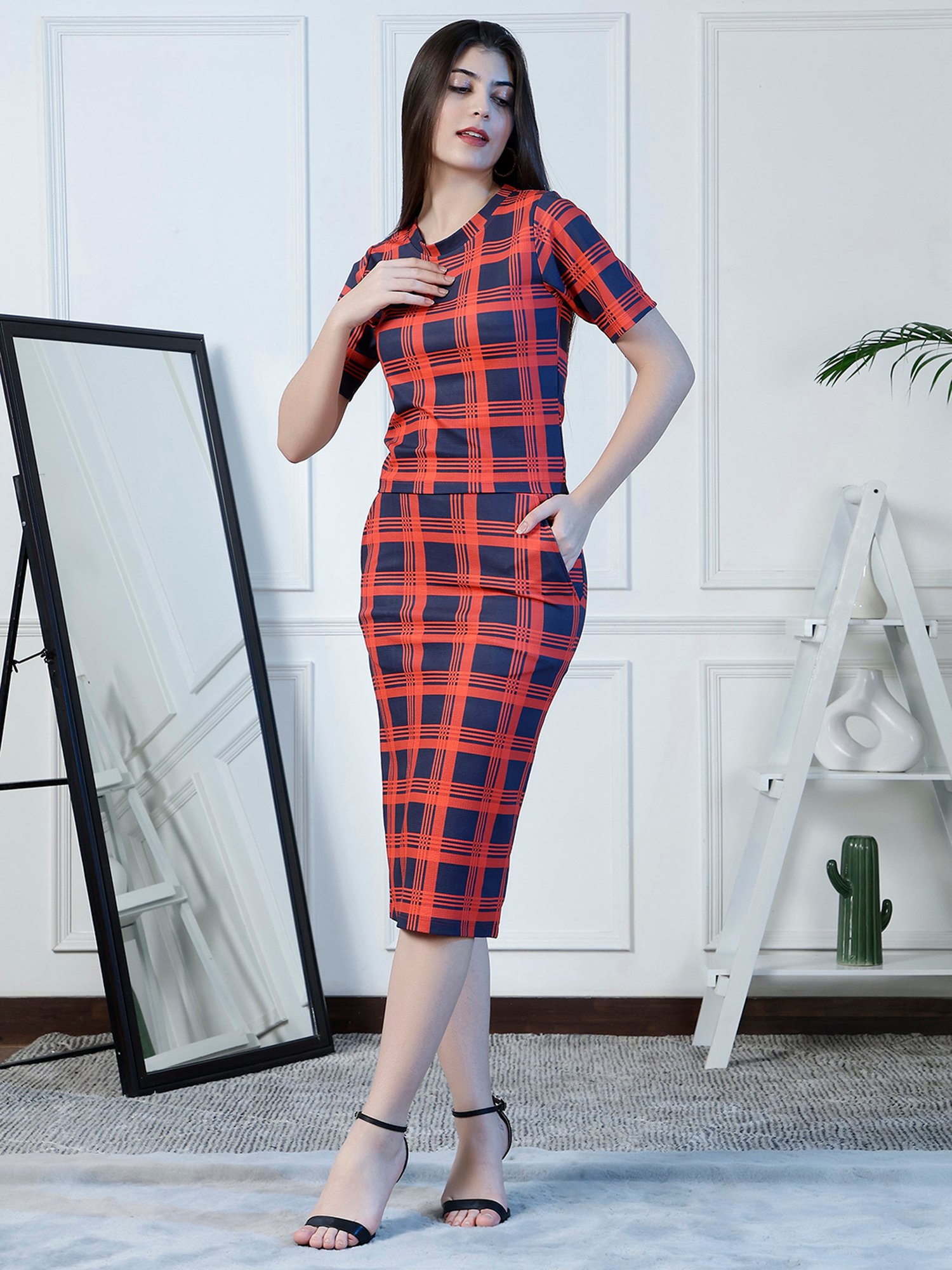 NEUDIS Red & Navy Checks Co-Ord Set