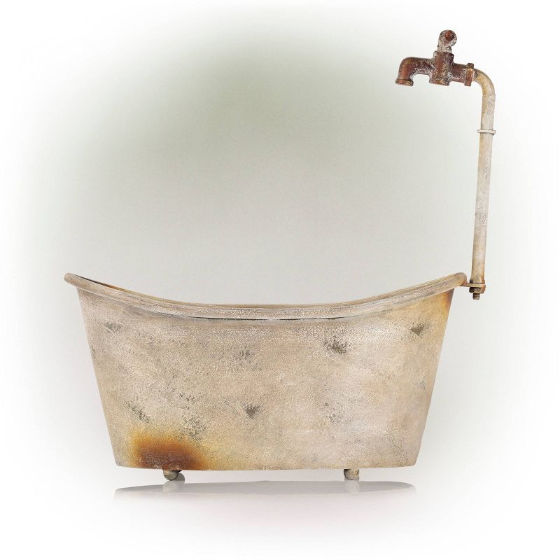Alpine 2pk Rustic Iron Novelty Bathtub with Faucet Planter Off White