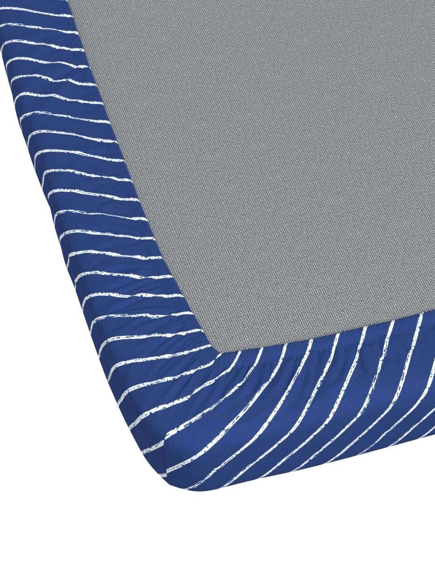 NAUTICA Pacific Coast Blue & White Cotton 160 TC King Fitted Bedsheet with 2 Pillow Cover