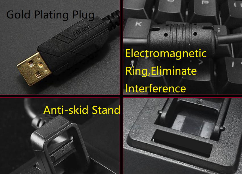 Fuhlen G87 All Non-conflicting Keys, 9 Backlit LED Light Modes, Cool Exterior Wired  Cherry Red Mechanical  Keyboard, 50Million Times Keystrokes Lifespan-Black