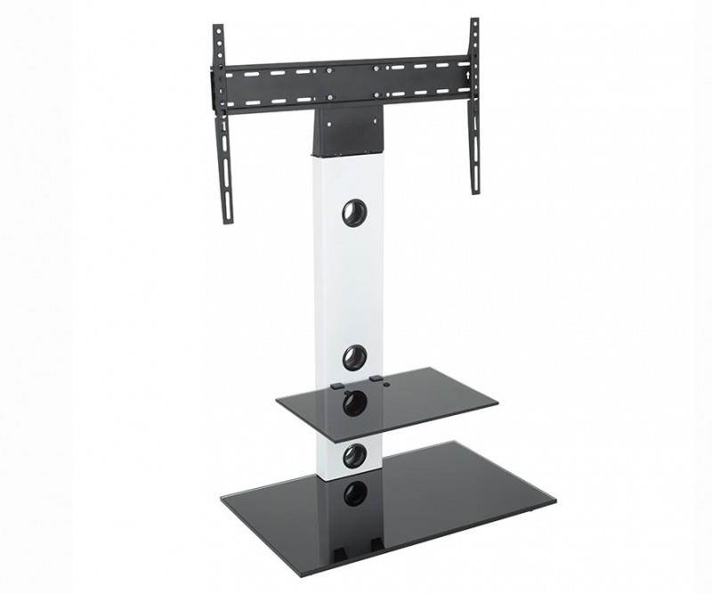 AVF FSL700LESW-A Lesina TV Floor Stand With TV Mounting Column For 32-Inch To 65-Inch TVs, Satin White With Black Shelf