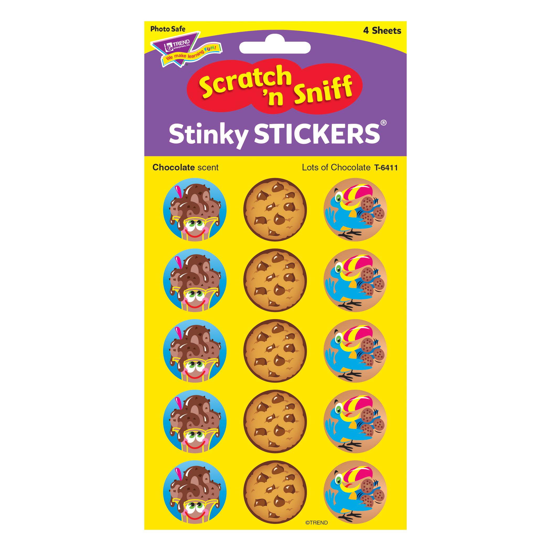 TREND ENTERPRISES INC. T-6411 STINKY STICKERS LOTS OF CHOCOLATE 60 PACK ACID-FREE CHOCOLATE