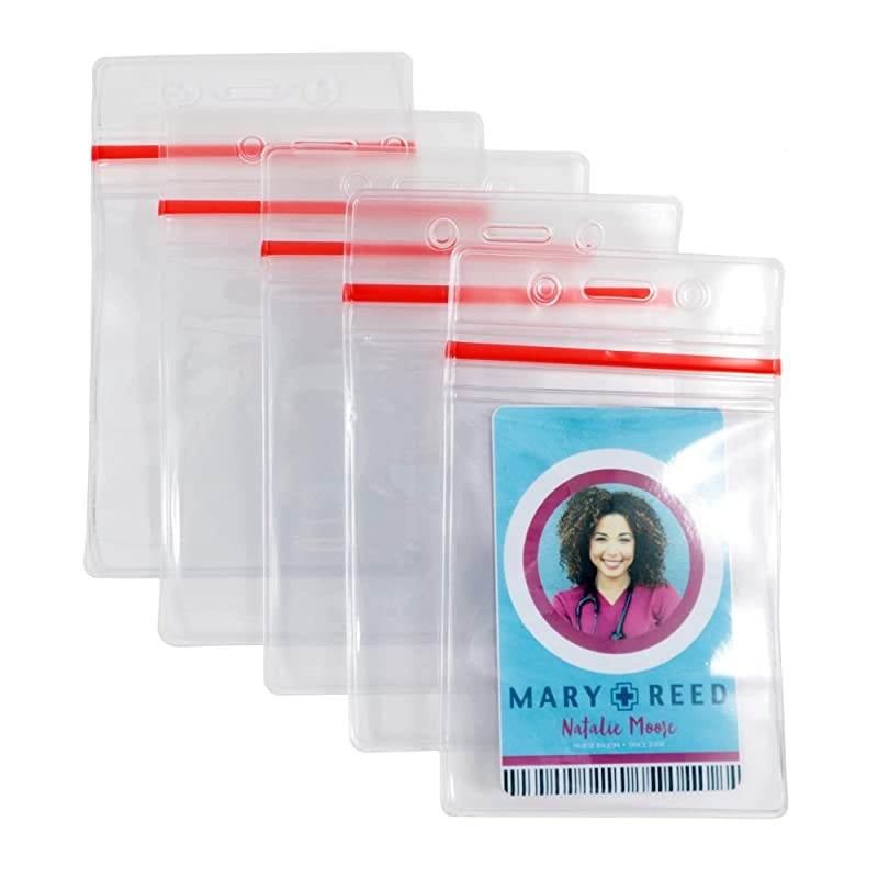 Pack - Vertical ID Badge Holder with Sealable Red Stripe