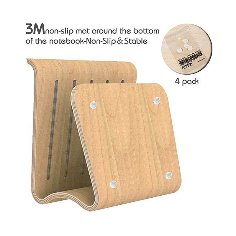 Notebook Stand Wooden Cooling Computer Holder Laptop Desktop Mount for MacBook Air Pro 13 15 Dell XPS Surface Chromebook 11 to 17 Birch
